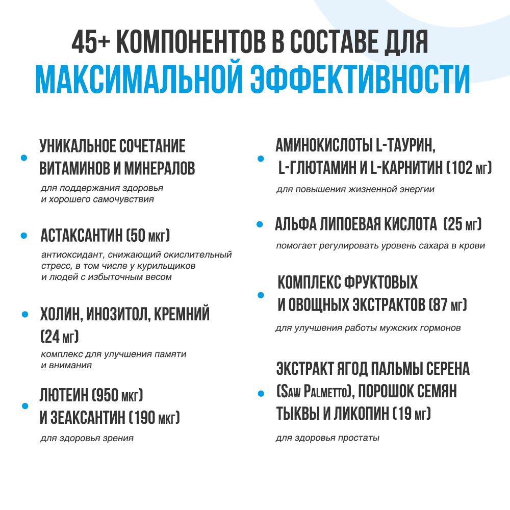 Витамины для мужчин ULTRASUPPS Мультивитаминный комплекс 90 каплет - фото 3