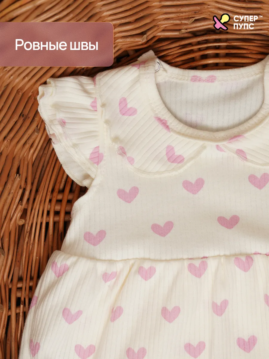 Боди-платье Супер Пупс бд/платье/2крыл/розовыесердца - фото 5
