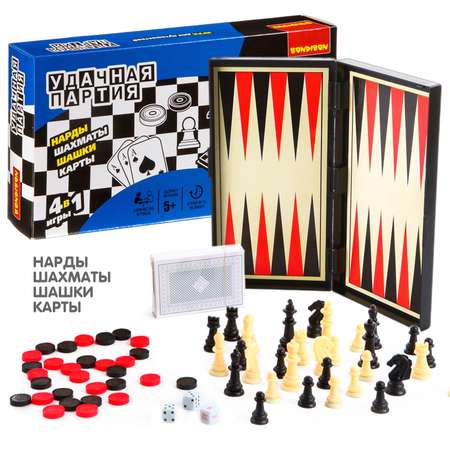 Настольная игра Bondibon Шашки шахматы нарды карты