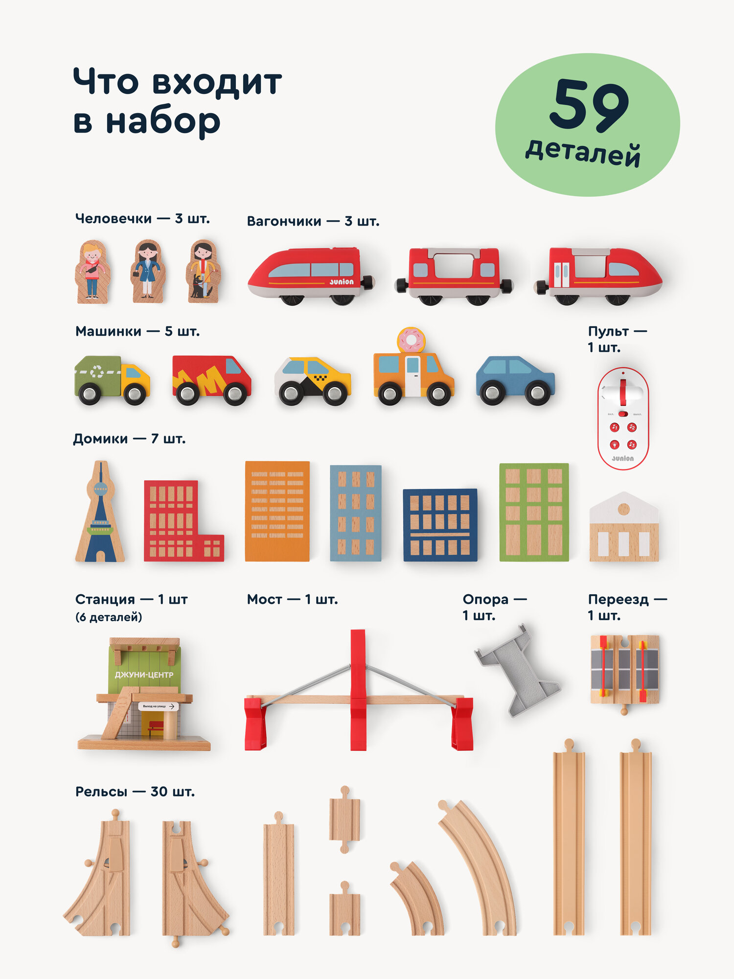 Развивающая железная дорога Junion 117 см 904953.AU6661-2 - фото 4