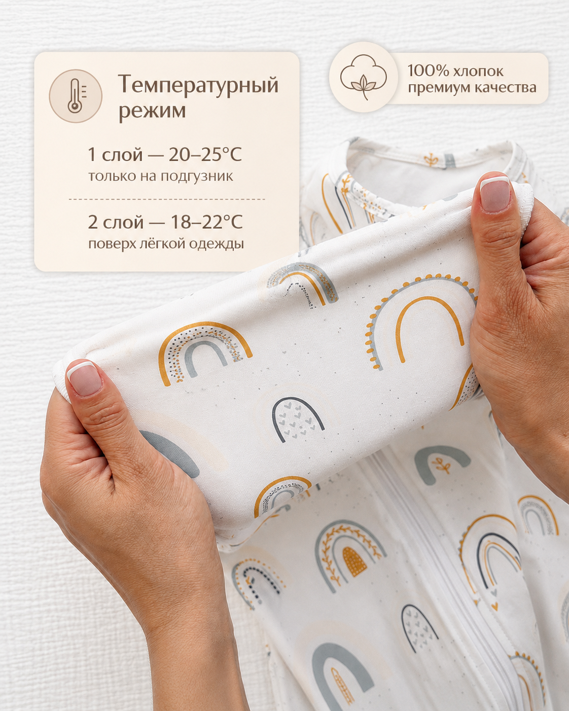 Конверт пеленальный (кокон) Твоя ИНАЯ Бохо белый - фото 7