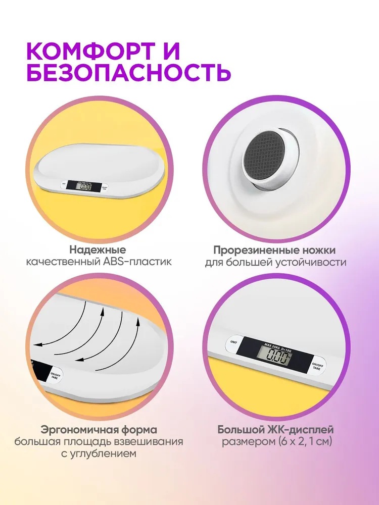 Весы для новорождённых CASTLELADY Весы для взвешивания новорожденных электронные до 20 кг - фото 2