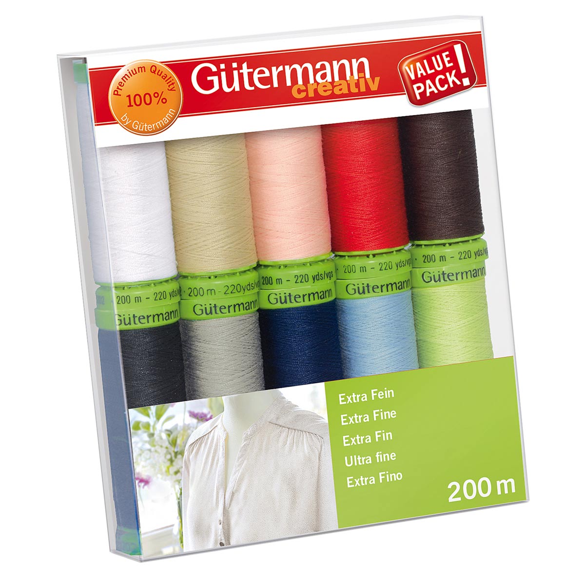 Нитки Guttermann для деликатных тканей полиэстер Extra Fine 150/200 м 10 шт 731150 цвет 1 - фото 1