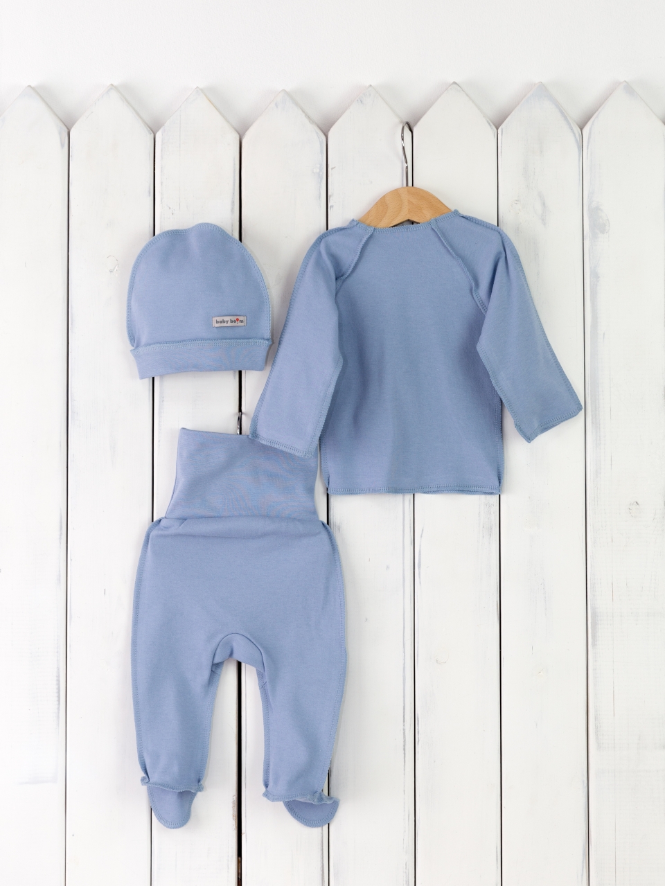 Распашонка и ползунки с шапкой Baby boom КН132/4-И голубой - фото 3
