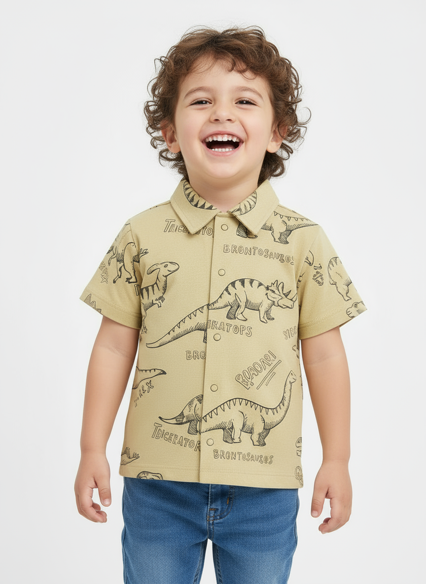 Изображение товара Рубашка для мальчика YOULALA 116 короткий рукав хлопок принт