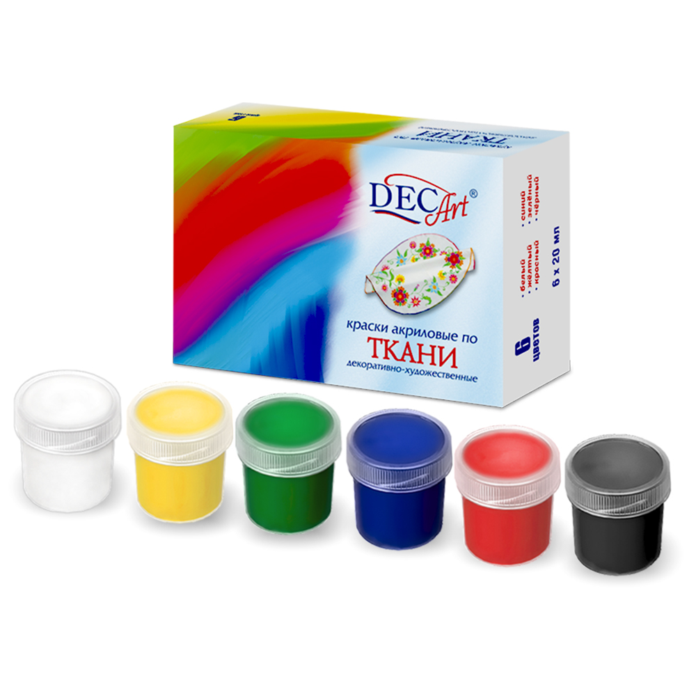 Краски текстильные DecArt 6 цв. - фото 2