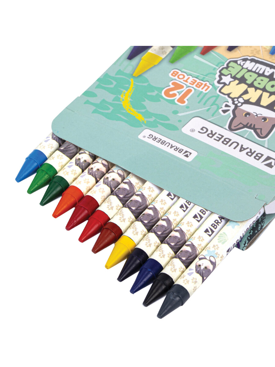 Восковые мелки Brauberg 12 шт. - фото 5