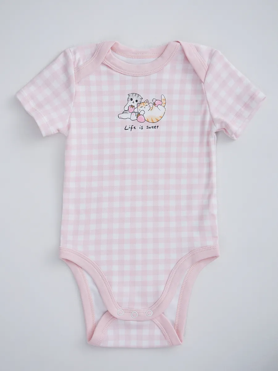 Боди 2 шт Mark Formelle (Марк Формэль) 13015-2/розовая клетка на белом +клубничка на белом - фото 11