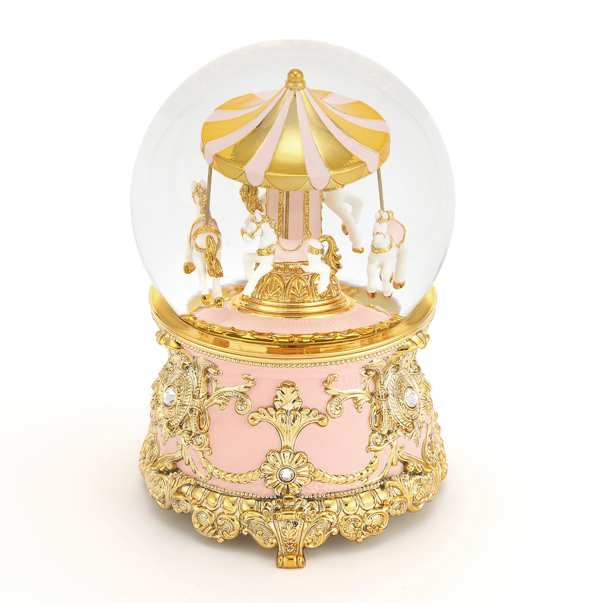 Стеклянный снежный шар Glassglobe Розовая карусель - фото 3