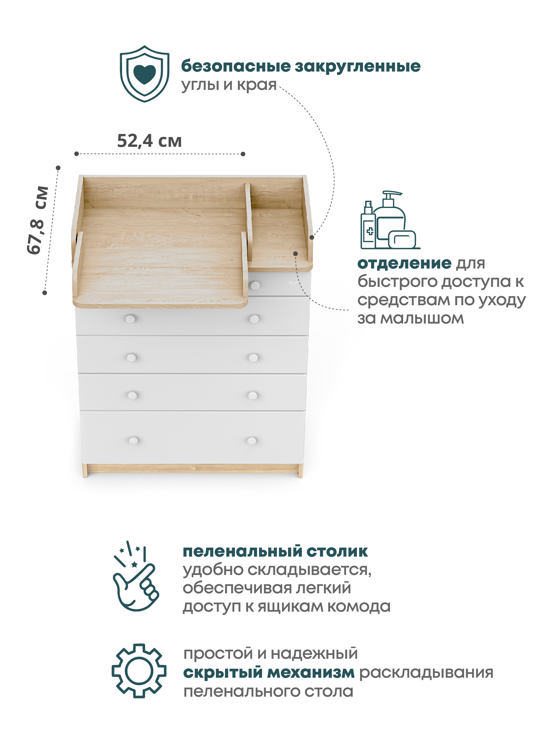 Комод пеленальный Aton Maks дуб сонома белый - фото 5
