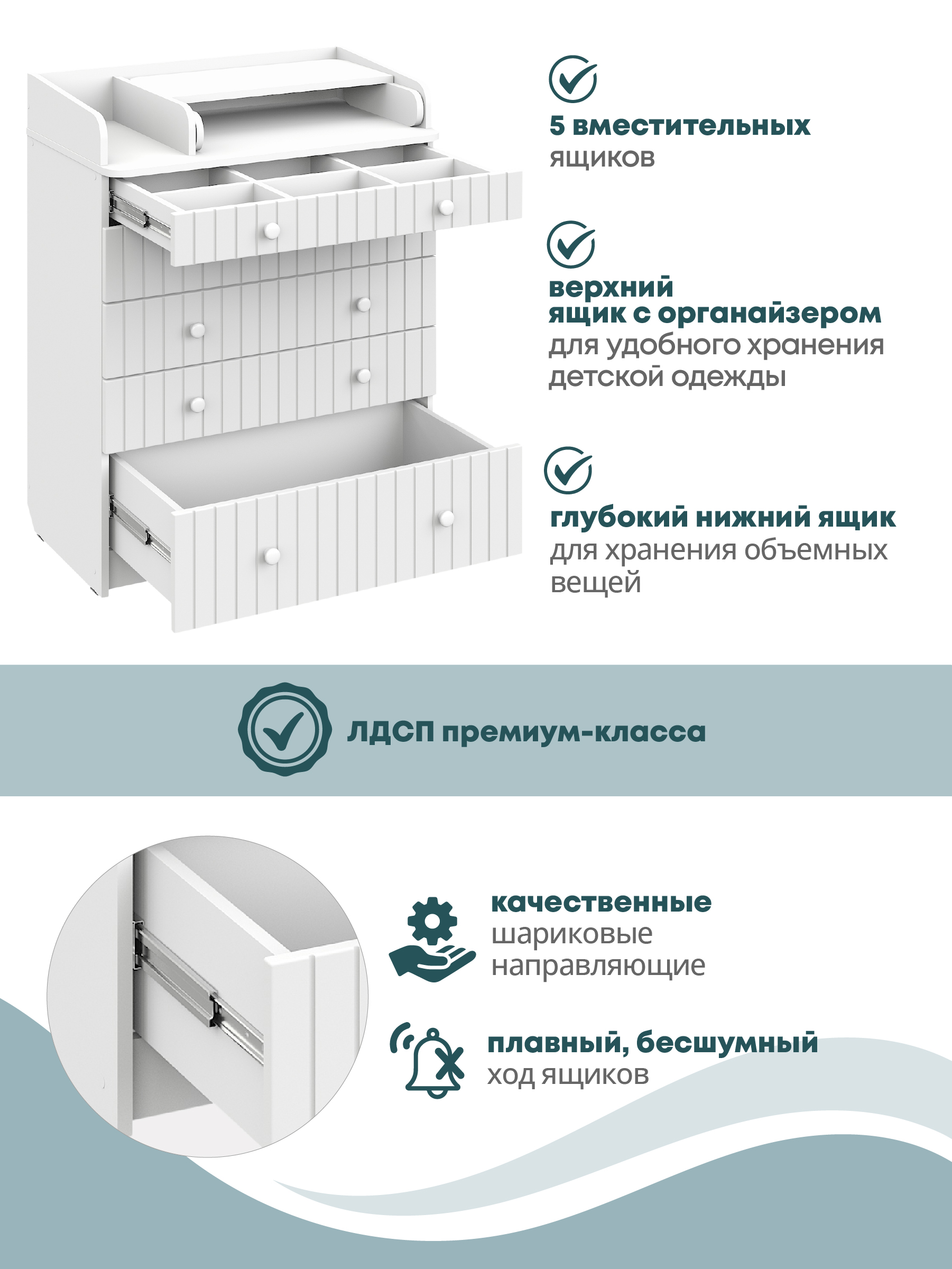 Комод пеленальный Атон Maks Line белая аляска-белый - фото 6