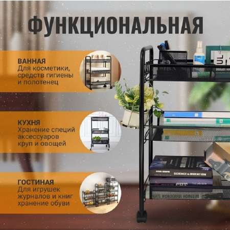 Полка для хранения ZDK Homium Storage на колесах цвет черный