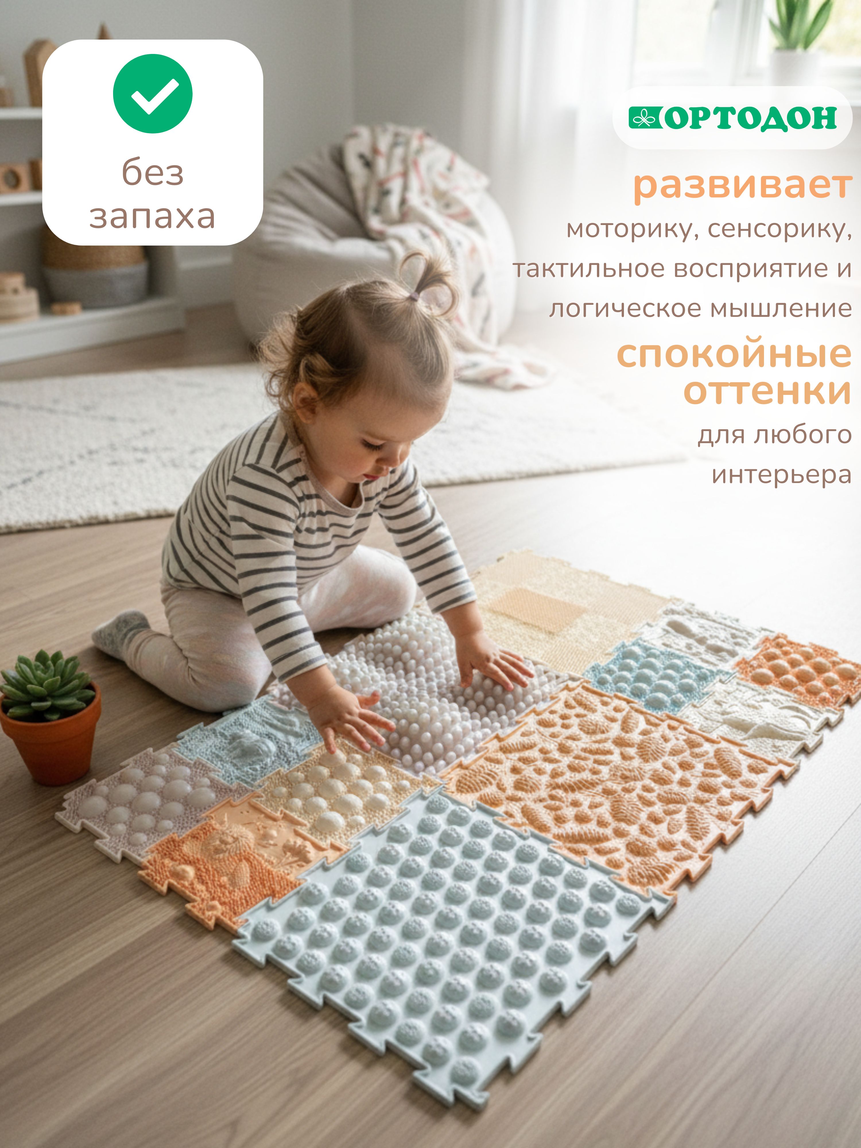 Коврик-пазл Ортодон массажный развивающий детский 26 x 147 см 12 шт. - фото 6