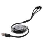 Дата-кабель mObility 3в1 рулетка USB–microUSB+Lightning+Type-C 2A черный
