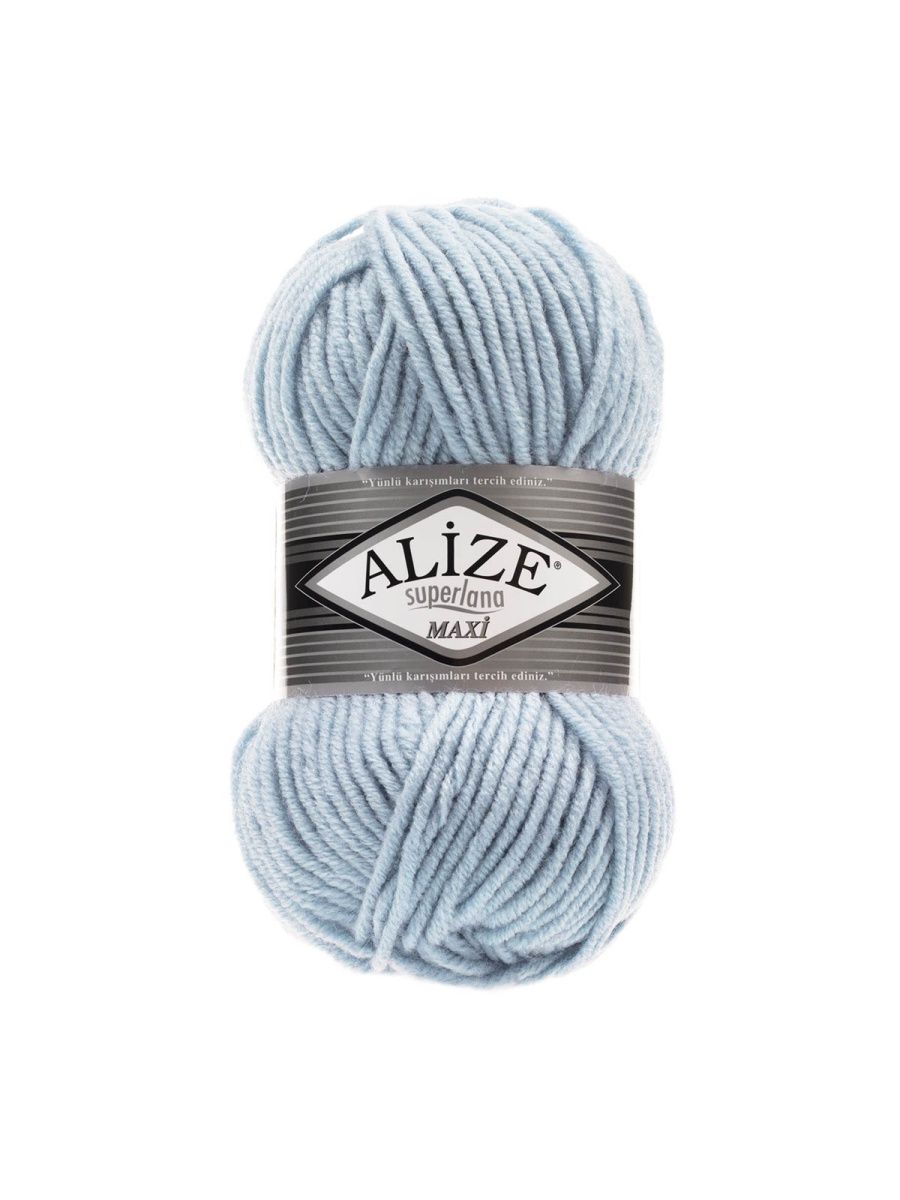Пряжа Alize полушерстяная мягкая теплая Superlana maxi 100 гр 100 м 5 мотков 480 светло-голубой - фото 6