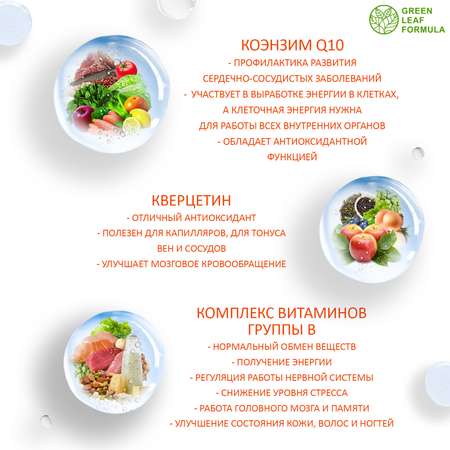 Коэнзим Q10 капсулы с биотином Green Leaf Formula антиоксиданты для сердца и сосудов 790 мг 60 капсул
