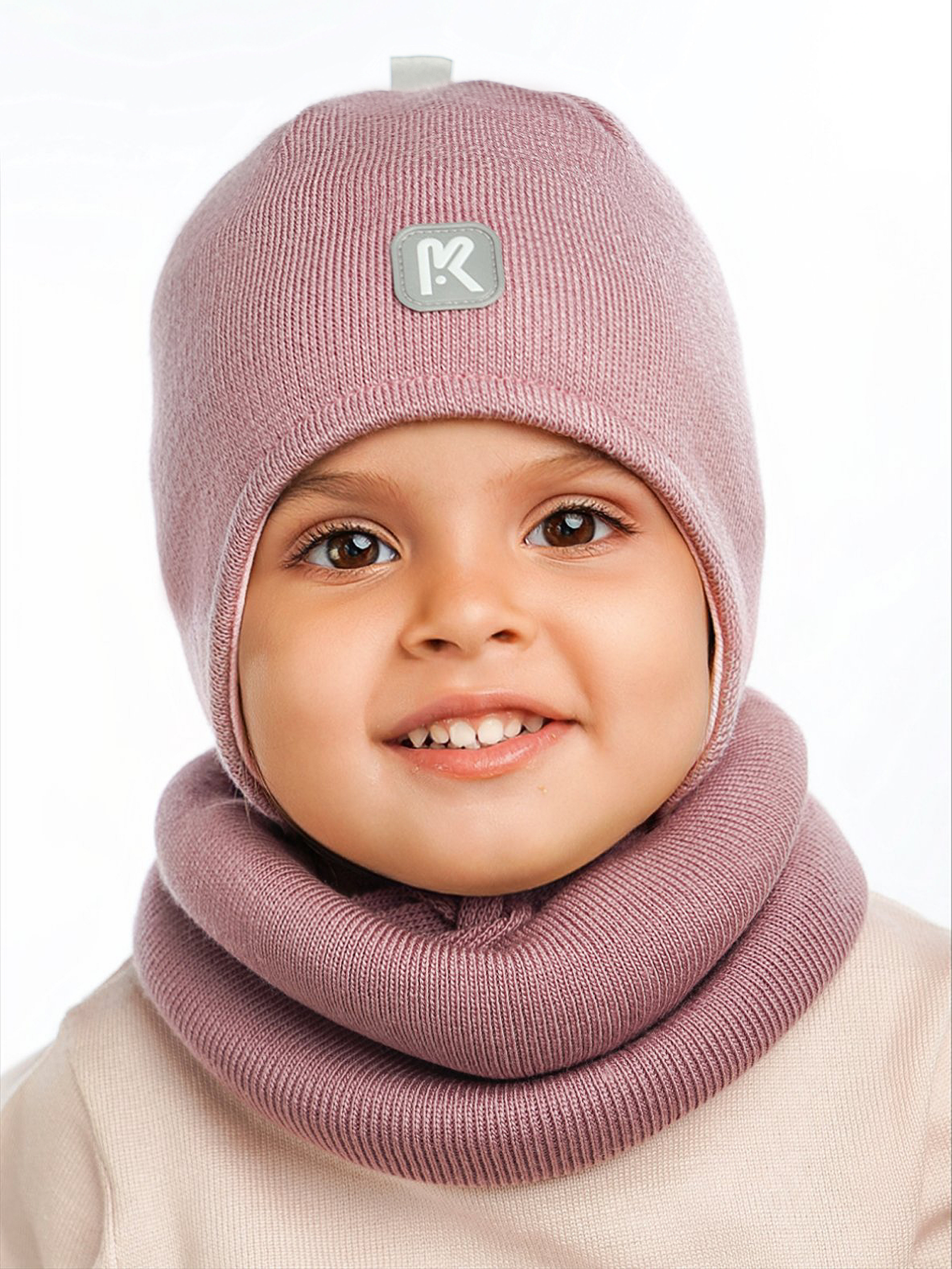 Шапка и снуд ПриКиндер U-Sp232724 Цвет: Темная-пудра - фото 1