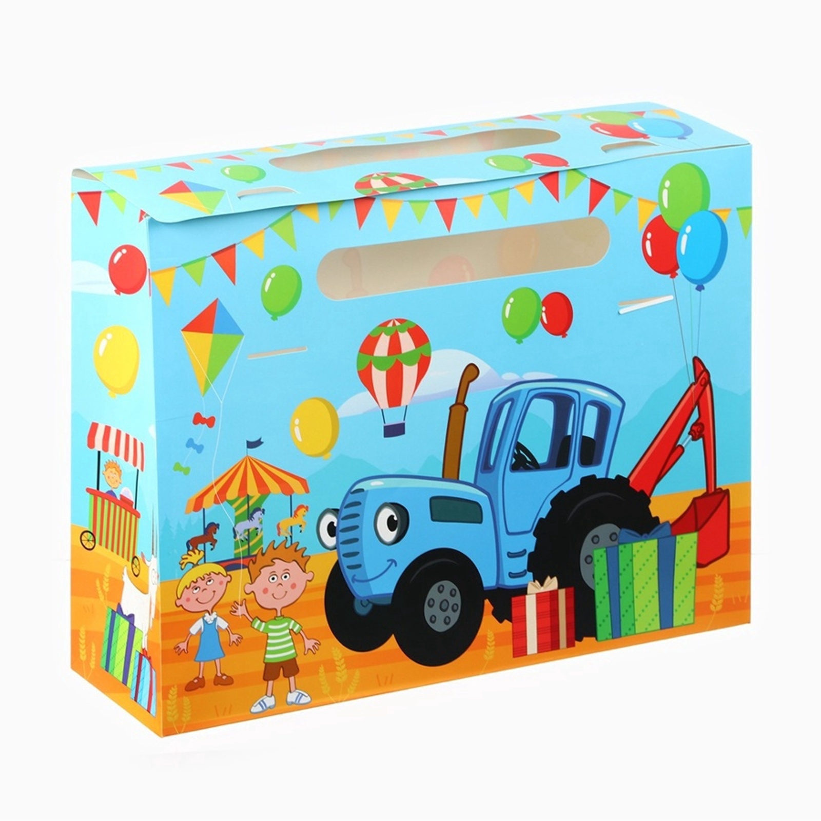 Пакет-коробка Синий трактор для подарка Синий трактор 40х30х12 см - фото 2