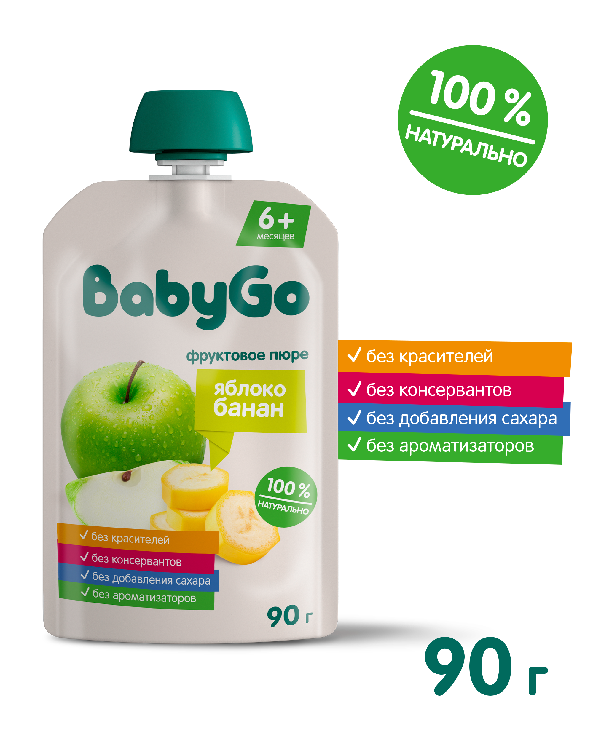 Пюре BabyGo Яблоко-банан с 6 мес 90 г - фото 2