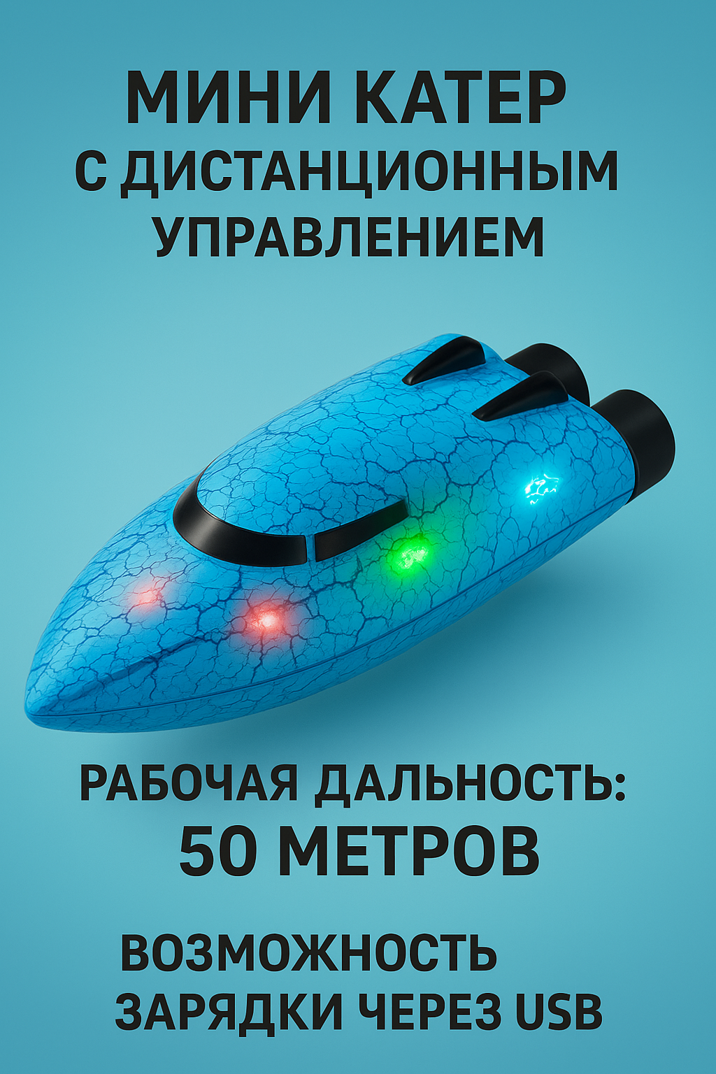 Лодка RUSH CONTROL мини катер_мини_826_синий - фото 1