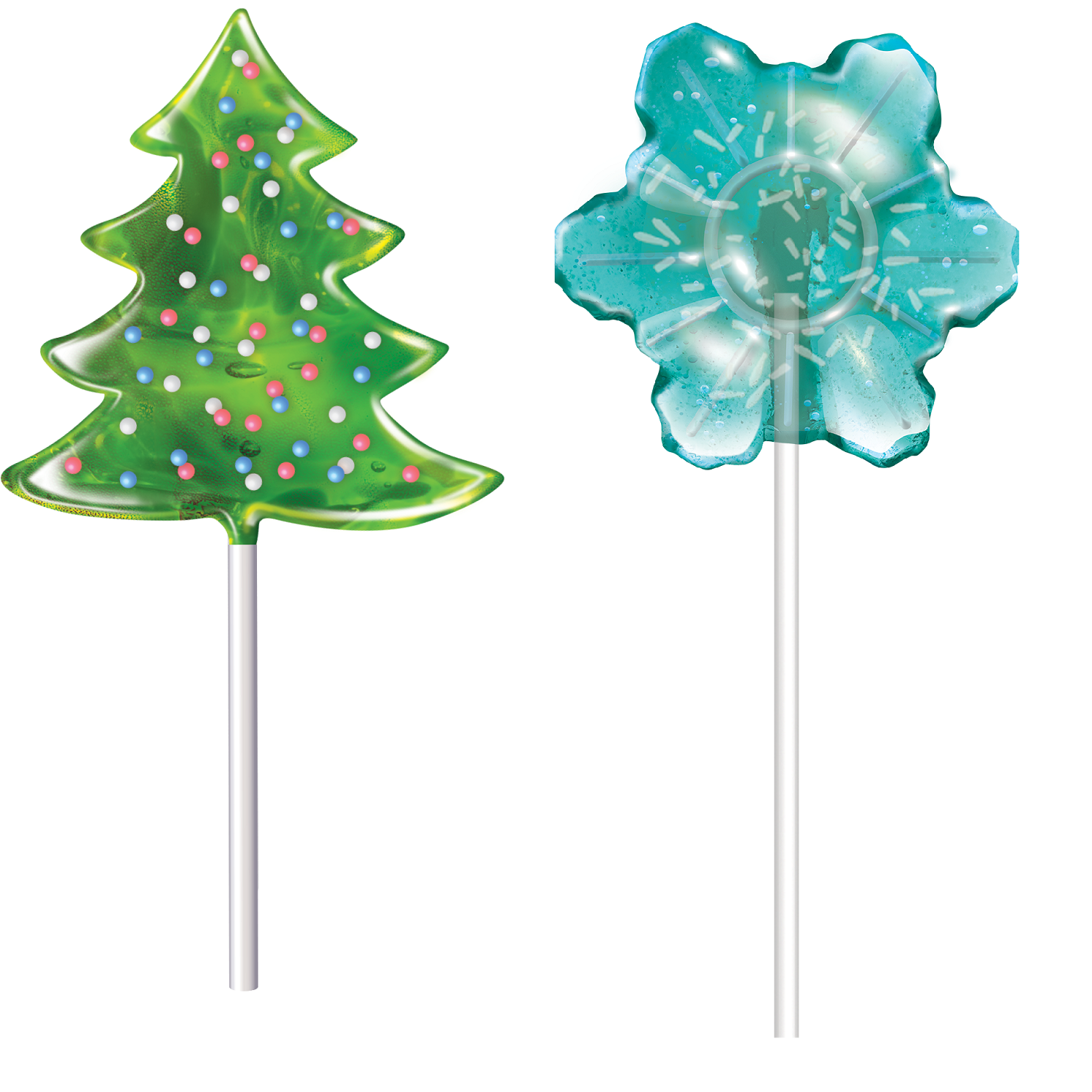 Карамель на палочке Конфитрейд Елочки/Снежинки 30г в ассортименте - фото 1