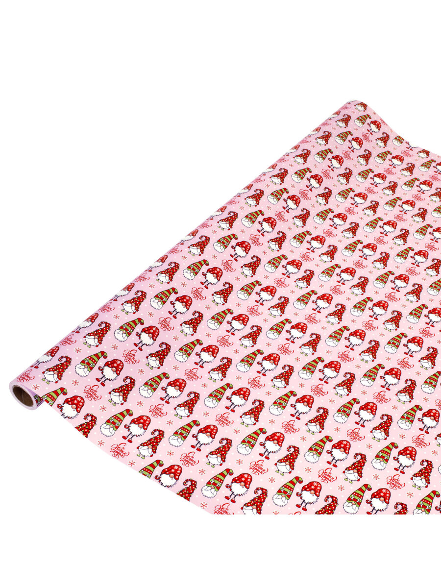 Упаковочная бумага Золотая сказка для новогодних подарков в рулоне 70 см х 10 м Гномики - фото 7