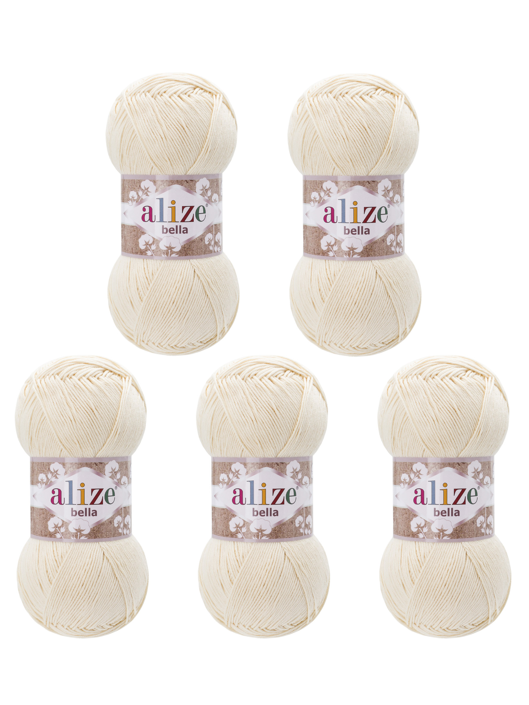 Пряжа Alize для теплой одежды Bella 100 100 гр 360 м 100% хлопок 5 мотков 1 молочный - фото 6