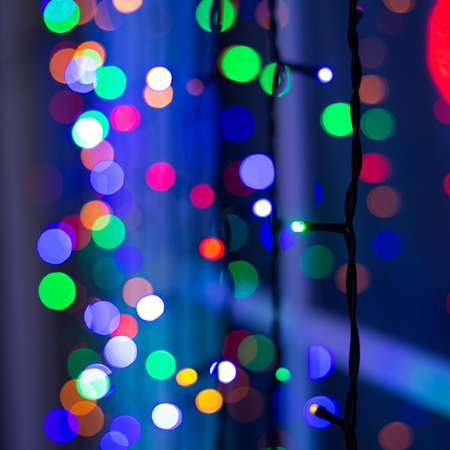 Гирлянда Luazon «Занавес» 2 × 9 м IP44 УМС тёмная нить 1800 LED свечение мульти 220 В