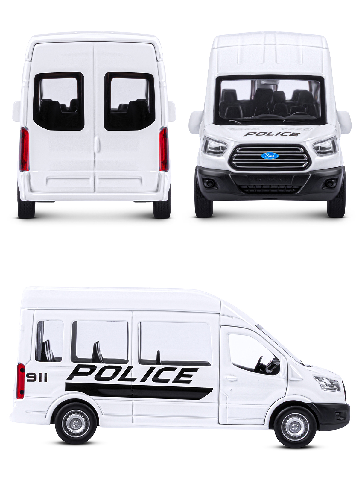 Полицейская машина АВТОпанорама Ford Transit 1:52 Полиция JB1251633 - фото 8