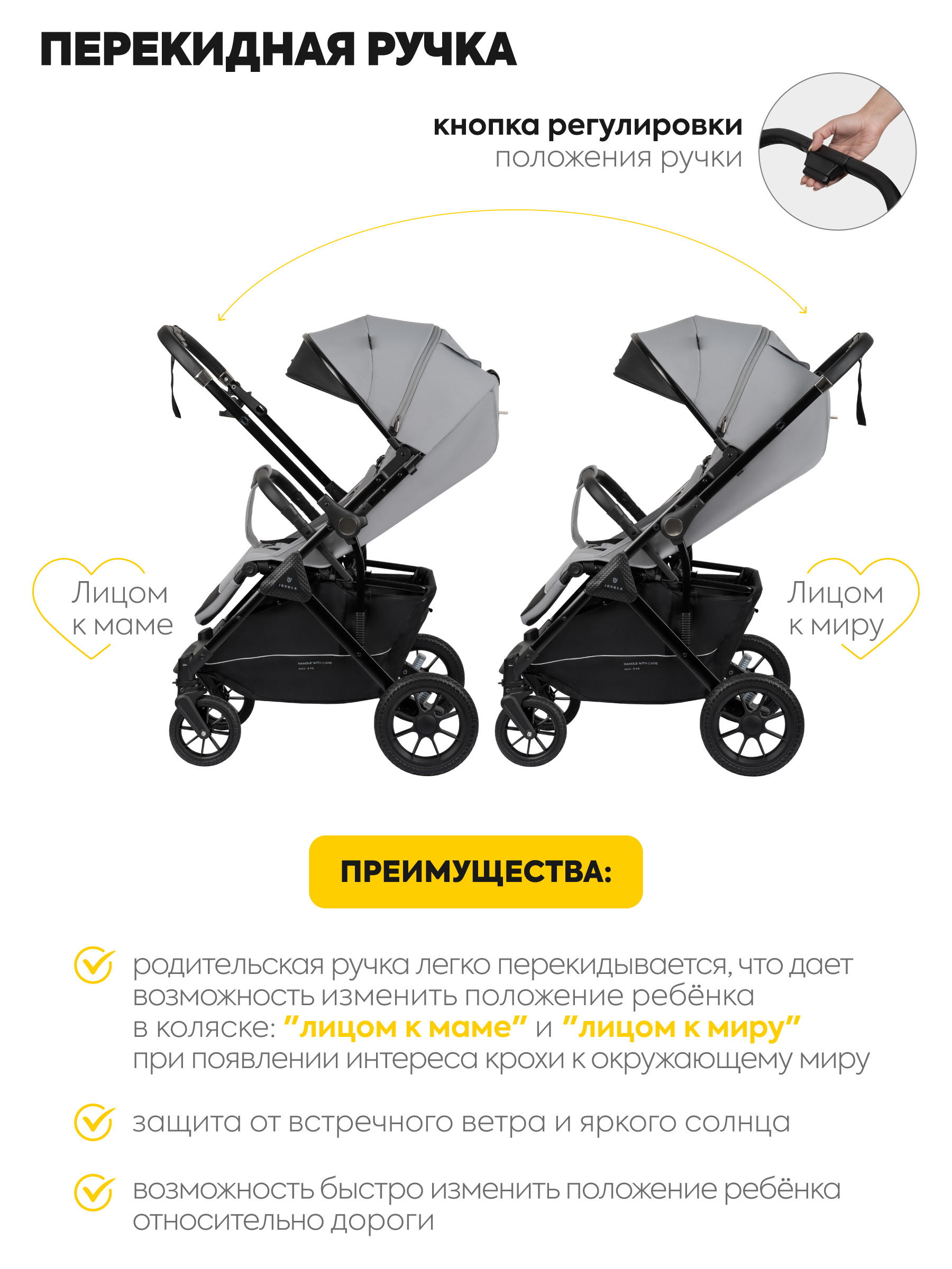 Коляска прогулочная JOVOLA Magma с перекидной ручкой серый - фото 8