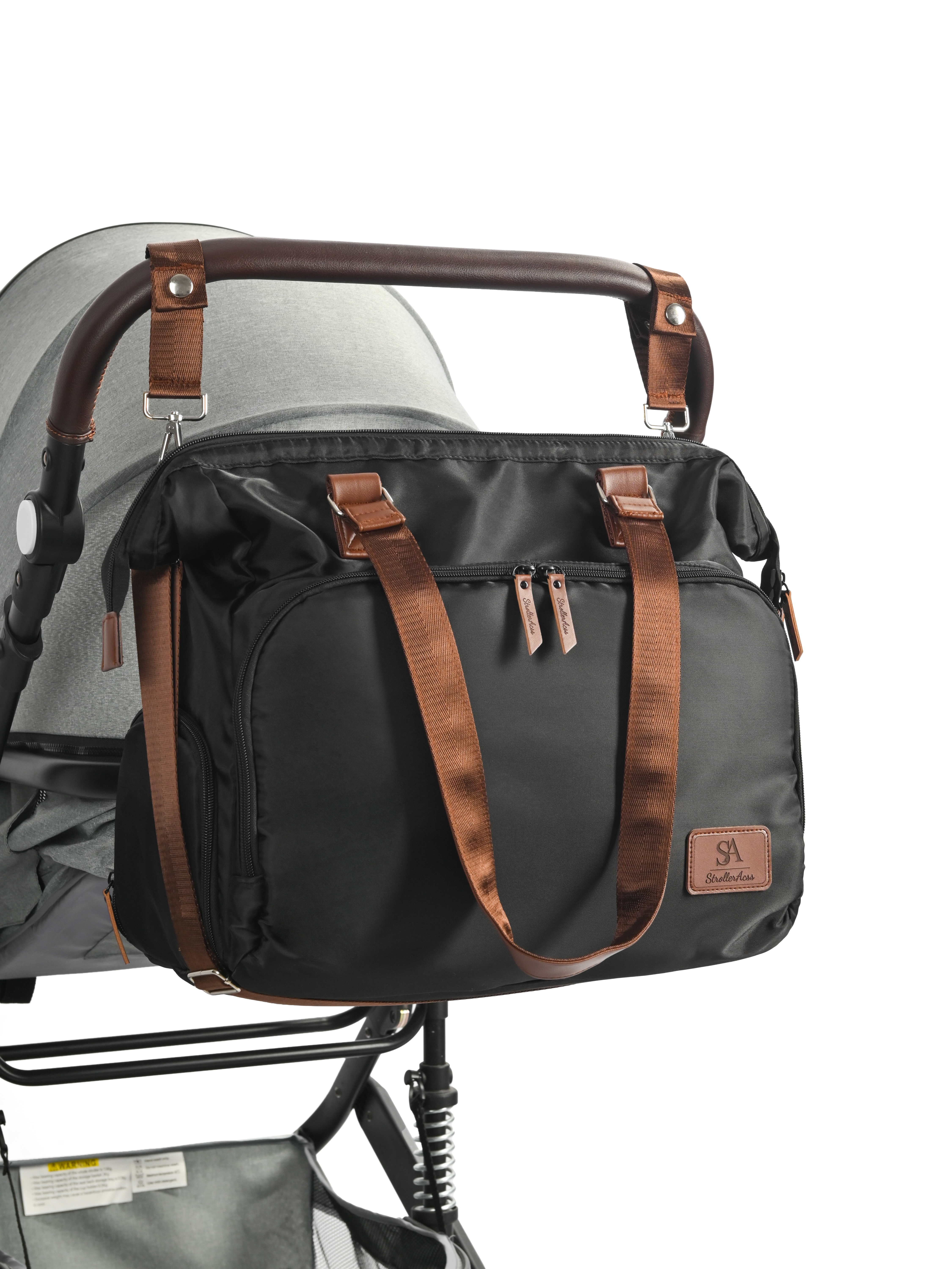 Сумка на ручку коляски StrollerAcss Сумка для мамы и малыша SA1/Черный - фото 28