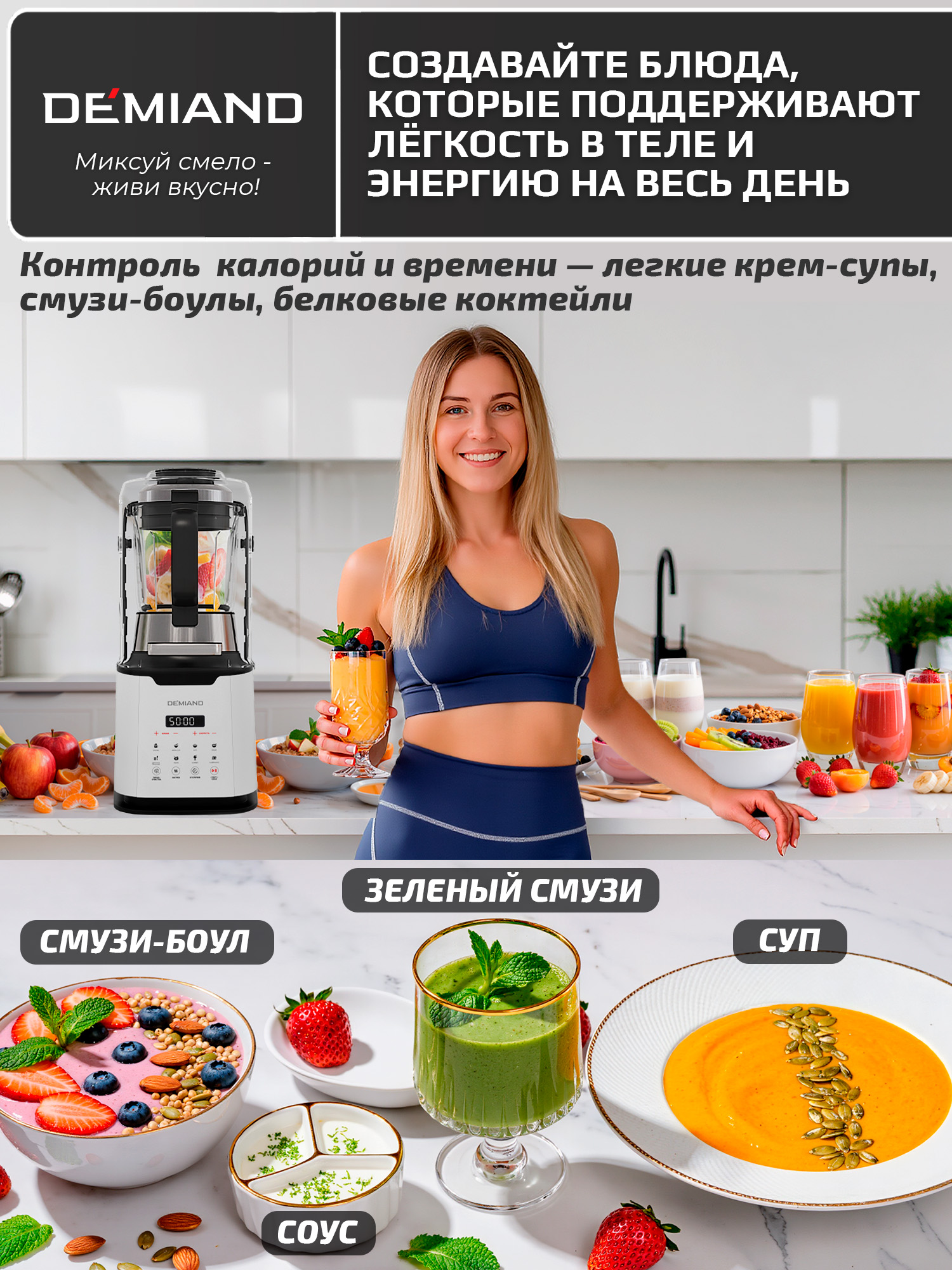 Блендер-суповарка DeMixi 7 в 1 DEMIAND с технологией измельчения XBlade Ultra - фото 8