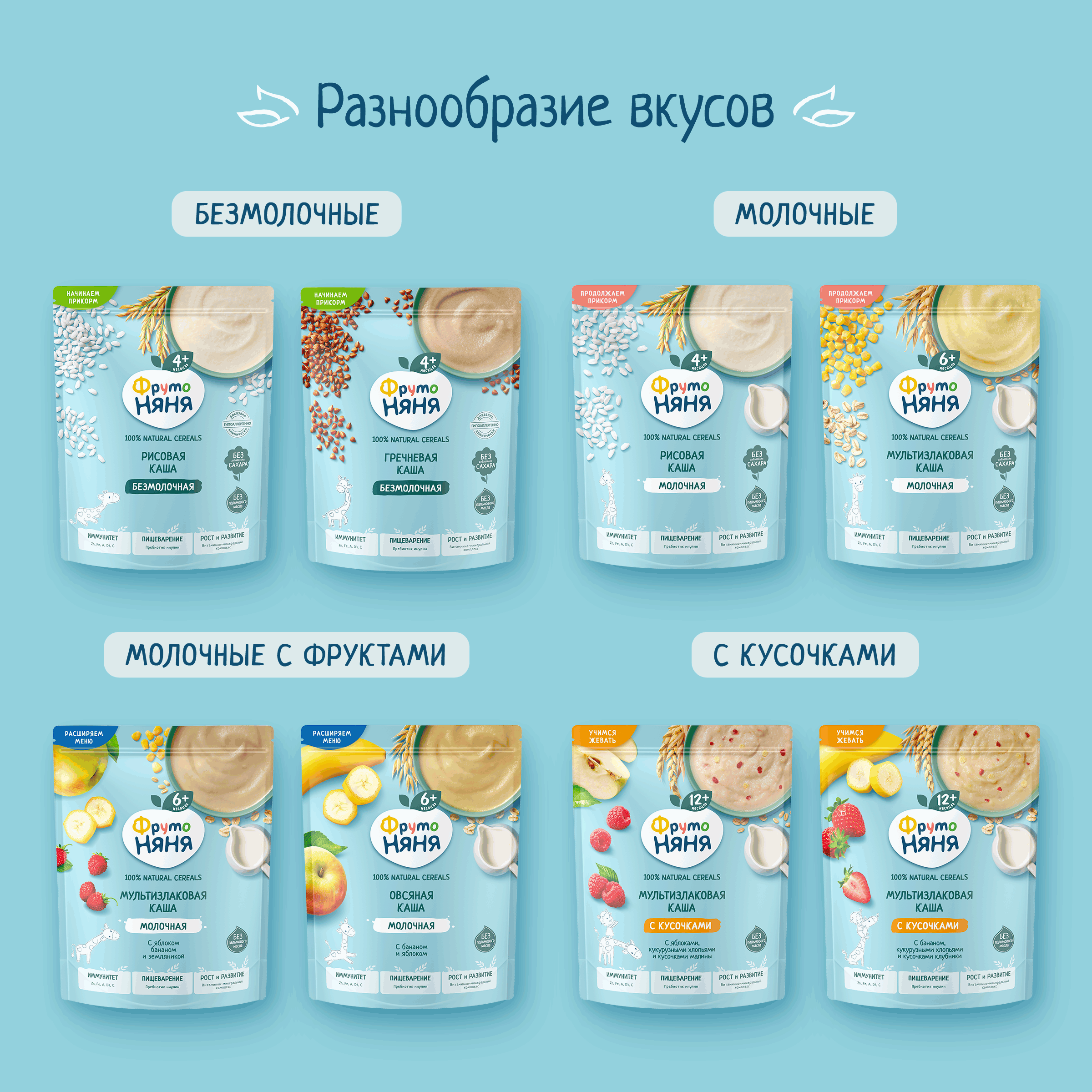 Каша молочная ФрутоНяня мультизлаковая яблоко кукурузные хлопья кусочки малины 190г - фото 11