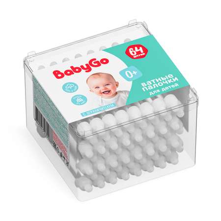 Ватные палочки BabyGo С ограничителем 64 шт.