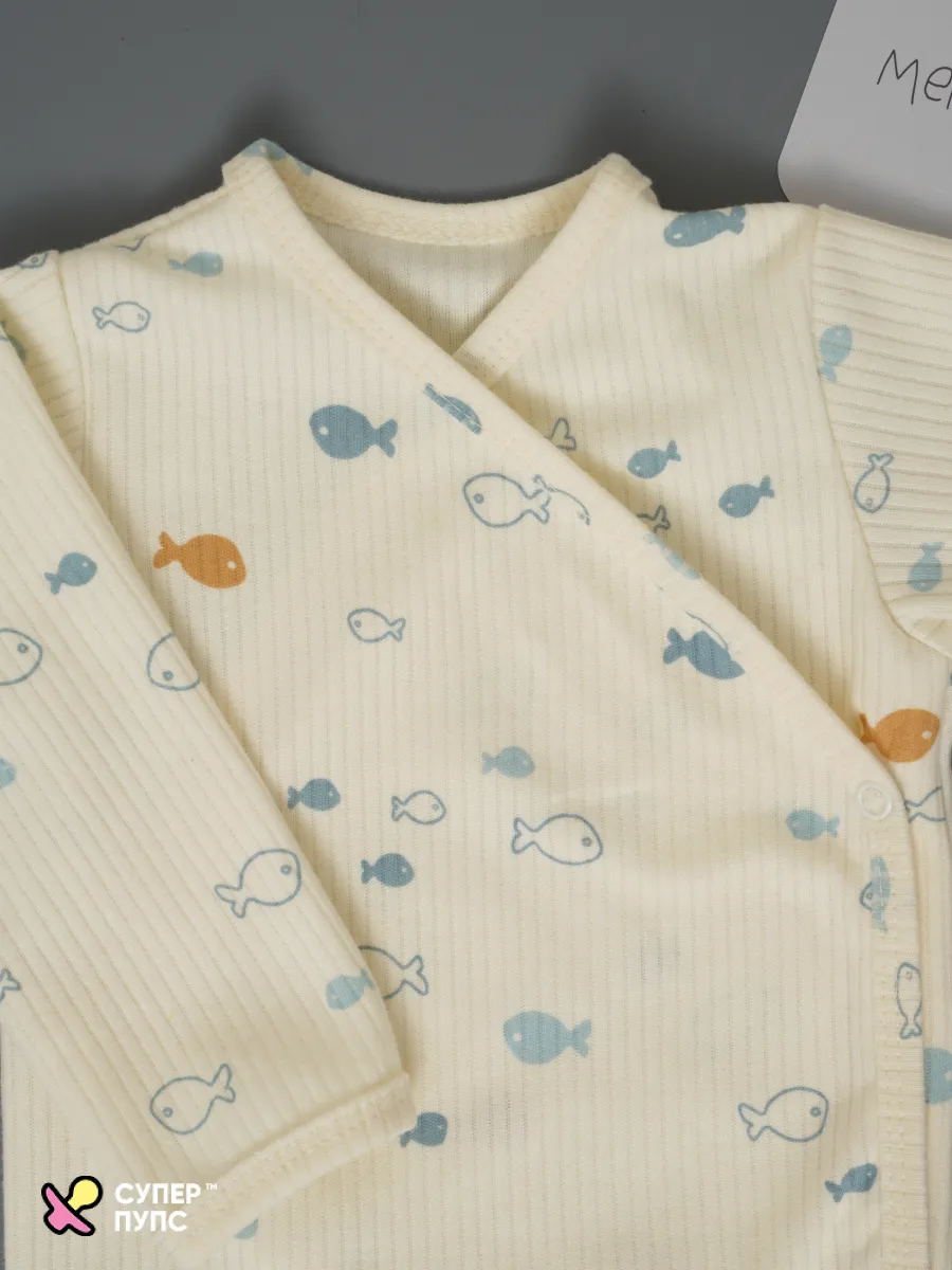 Боди 3 шт Супер Пупс нбр/3пр/бд/зап/голубыерыбки - фото 20