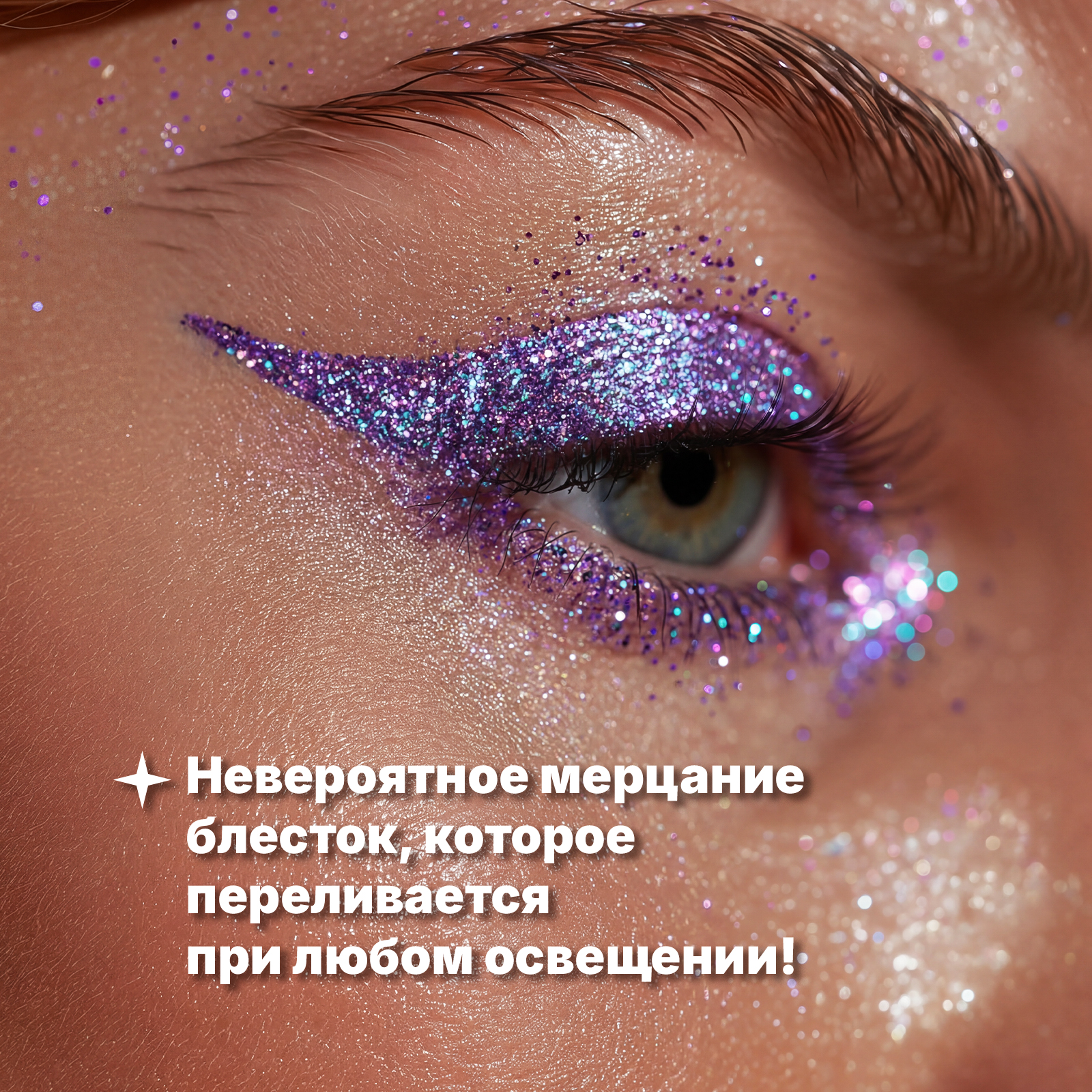 Блестящая подводка для макияжа глаз ХОББИЛАБ сиреневый туман с кисточкой - фото 2