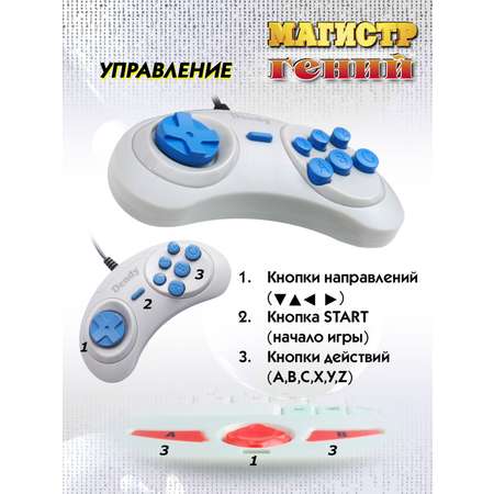 Игровая приставка Dendy Обучающий Гений с игровым картриджем и световым пистолетом