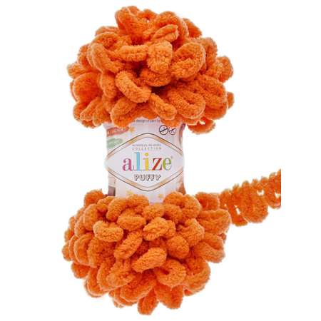 Пряжа для вязания Alize puffy 100 г 9 м микрополиэстер фантазийная плюшевая 6 оранжевый 5 мотков