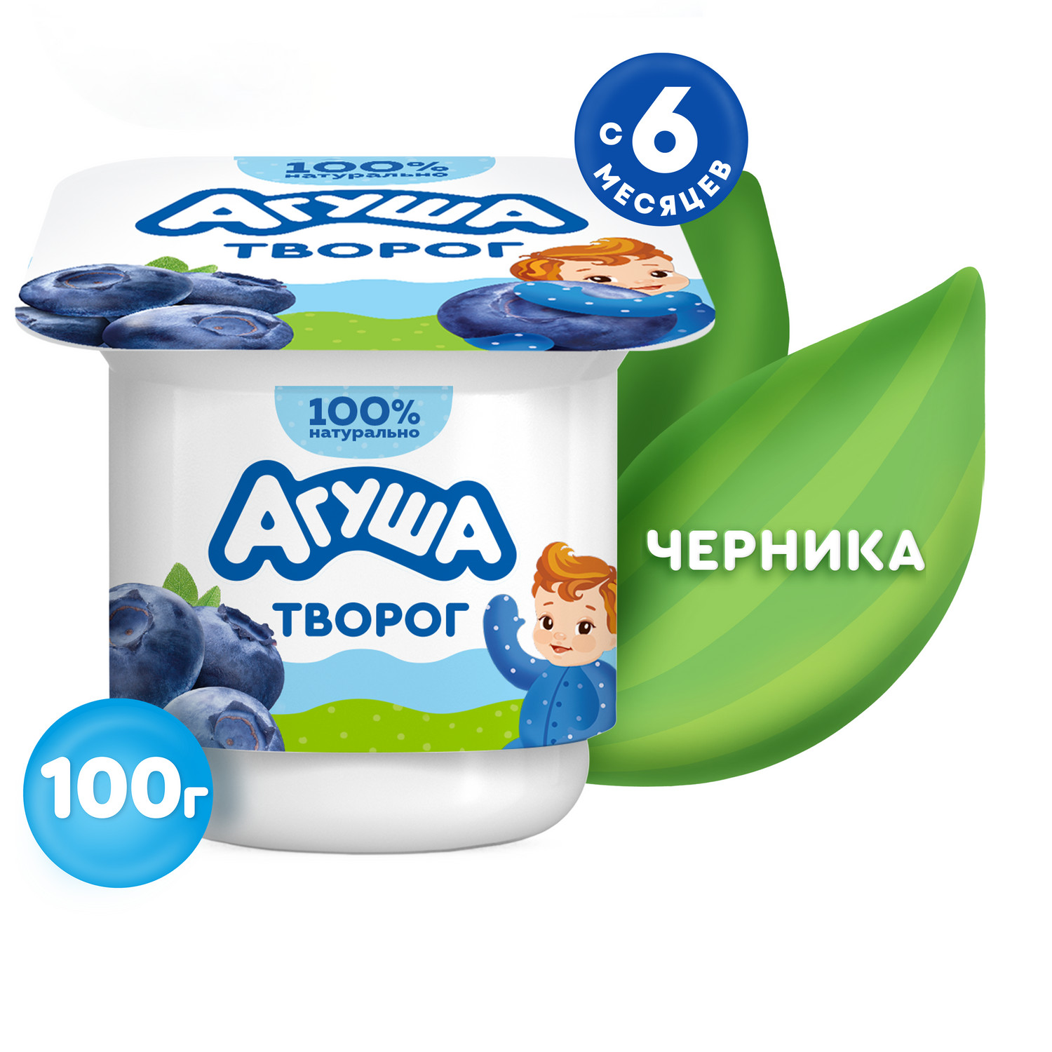 Творог фруктовый Агуша черника 3.9%100г с 6месяцев - фото 1