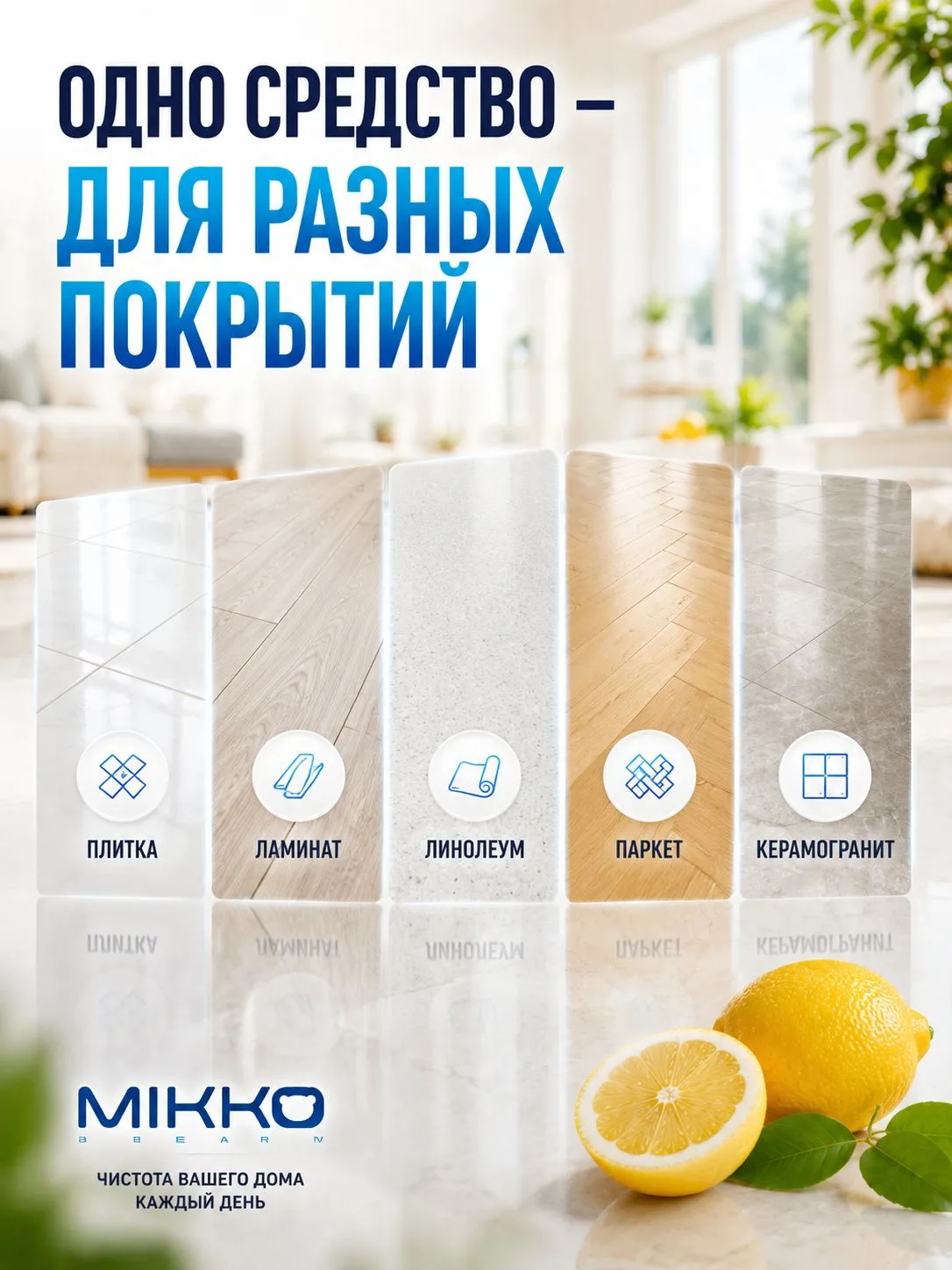 Моющее средство Mikko Bear с ароматом Лимон 5000 мл для пола и покрытий - фото 6