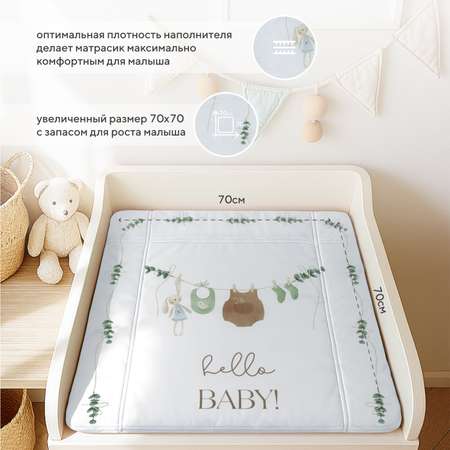 Пеленальный матрасик Rant Hello baby White (70х70)