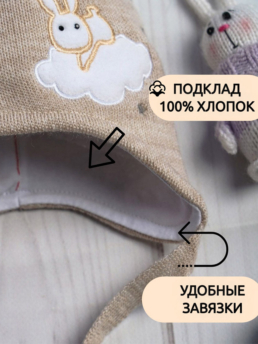 Шапка ПриКиндер D1-1927 Цвет: Светло-бежевый - фото 9