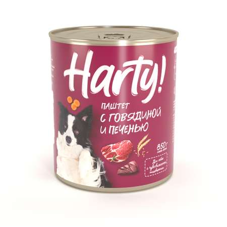 Корм для собак Harty 850г паштет с говядиной и печенью полнорационный