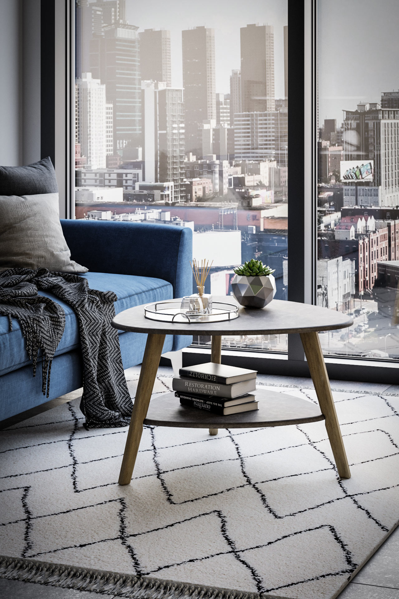 Стол журнальный КАЛИФОРНИЯ МЕБЕЛЬ Бруклин серый бетон - фото 2