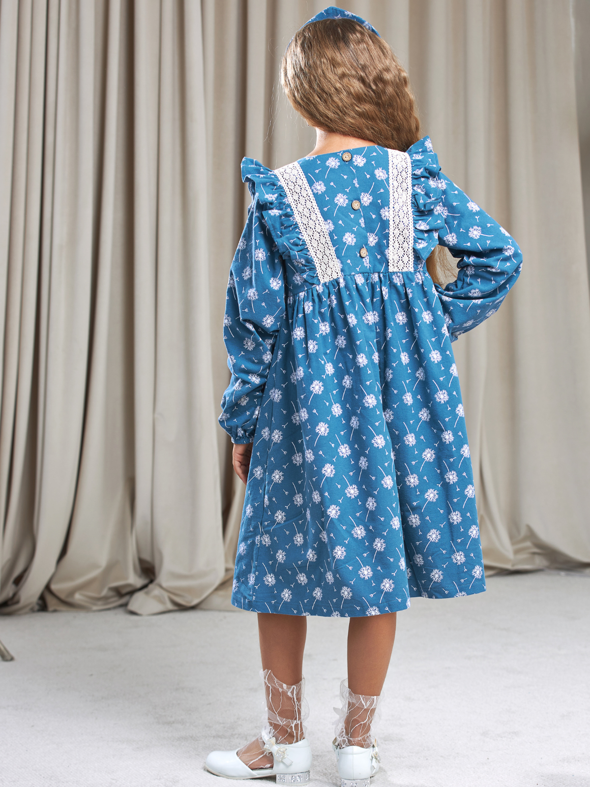 Платье MOUN платье_фланель/кружево_одуван.голуб - фото 5