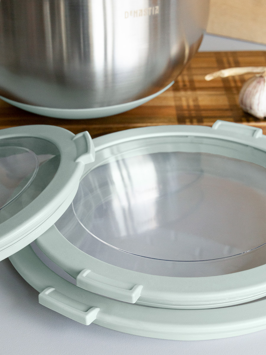 Миска DeNASTIA с прозрачной крышкой 1.5 л нерж.сталь ментол A000340 - фото 6