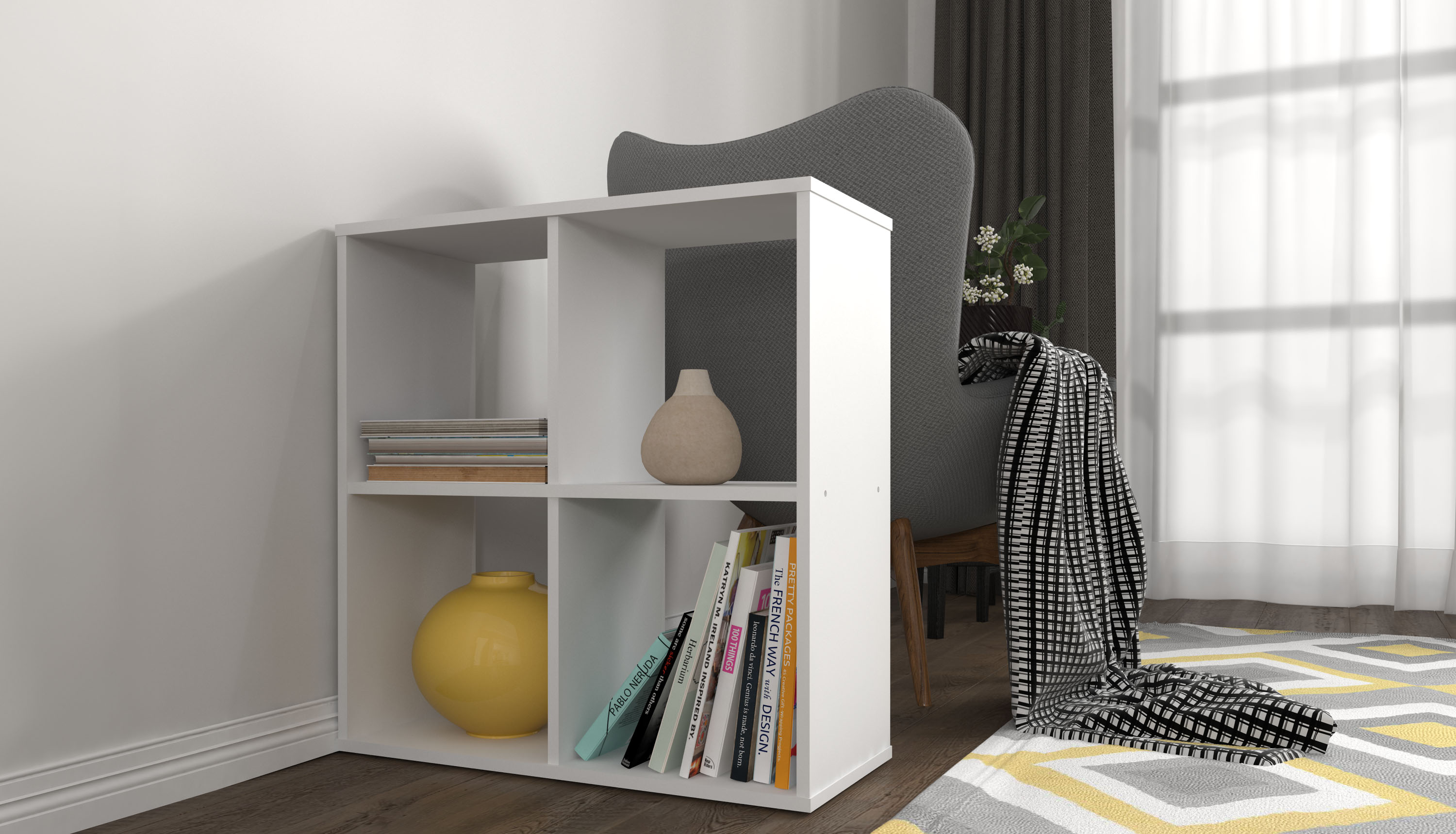 Стеллаж для игрушек и книг Polini kids Smart 4 секции белый - фото 7