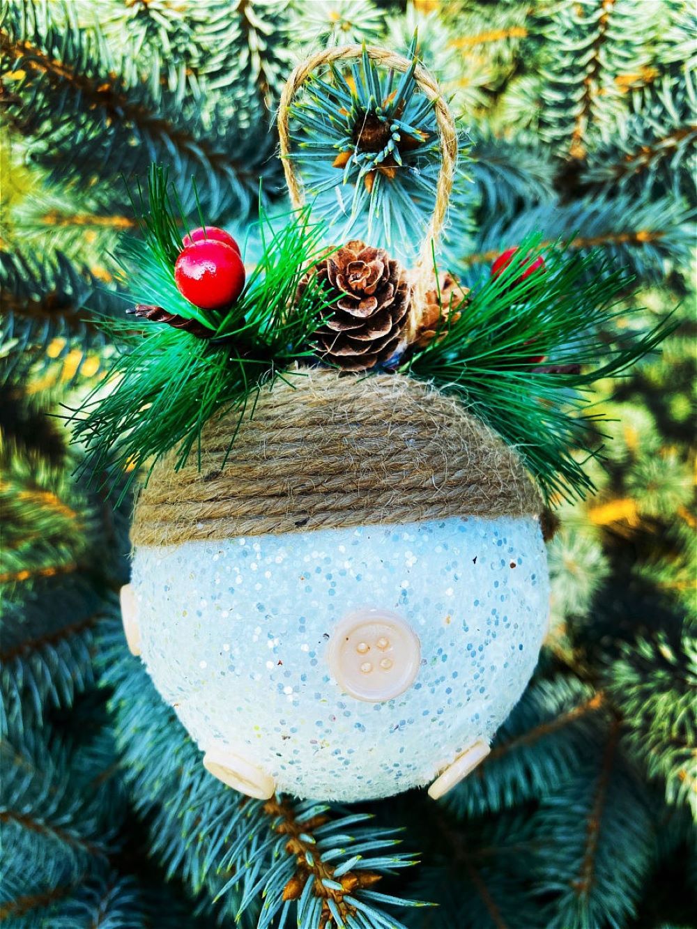 Украшение ёлочное Магия праздника Шар с ветками 12 см NY118 3шт - фото 1