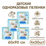 Пелёнки одноразовые INSEENSE 60х90 см 4 упак. 30 шт.