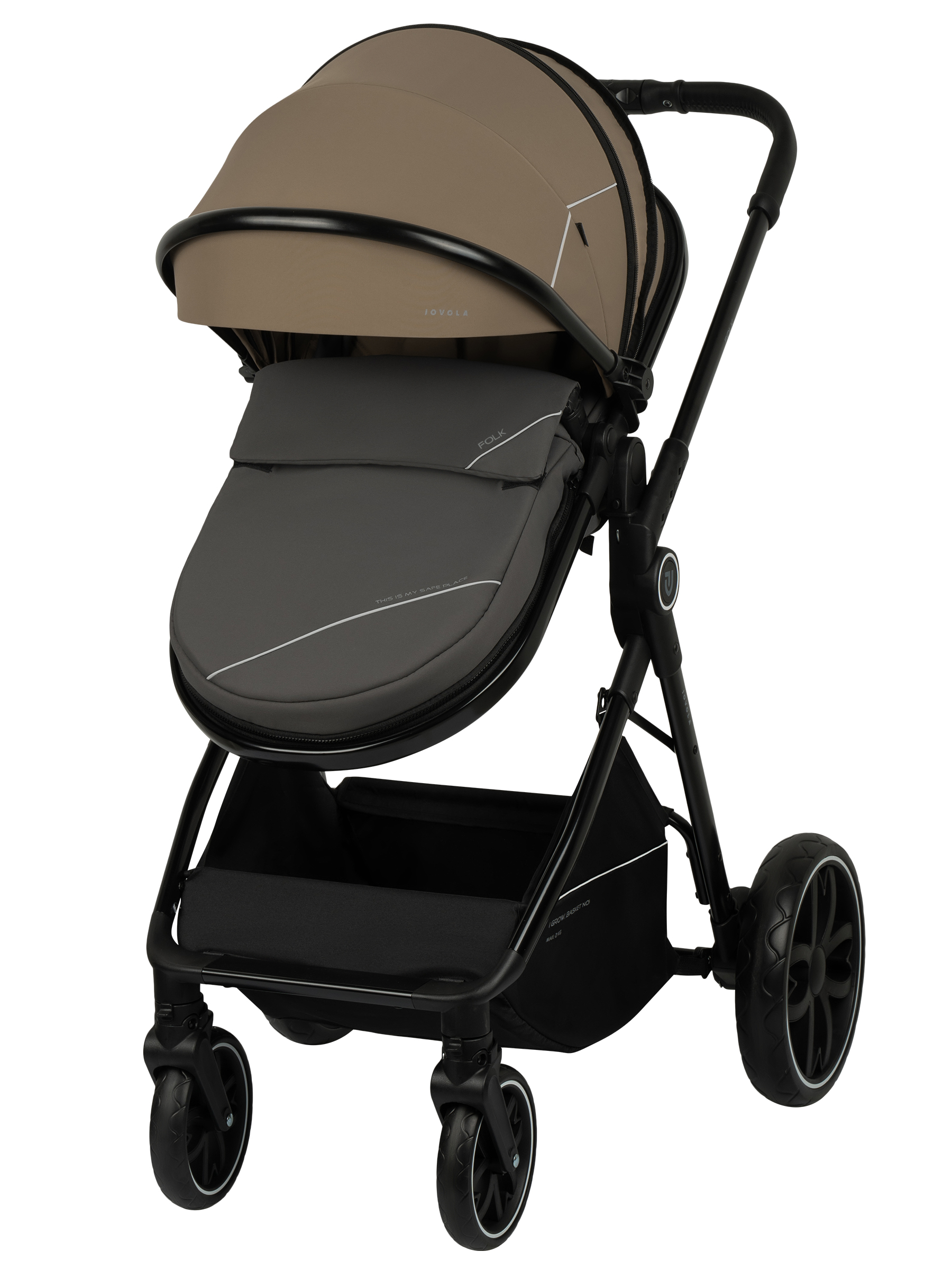 Коляска трансформер JOVOLA Folk 2в1 темно-бежевый - фото 15